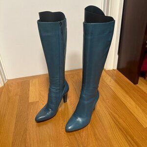 Sergio Rossi Teal Leather Boots Size 36.5